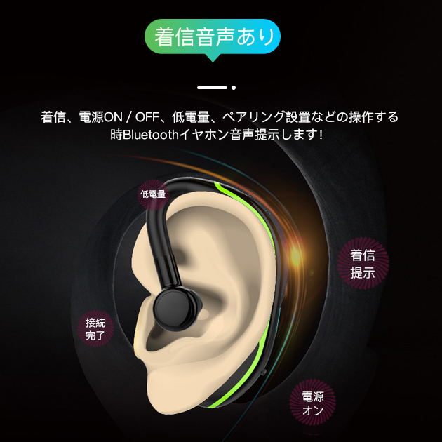 ワイヤレスイヤホン Bluetooth 片耳 耳掛け式 iPhone 片耳イヤホン Bluetooth 耳掛け ノイズキャンセリング 防水 携帯 スマホイヤホン 超軽量｜overpass｜16