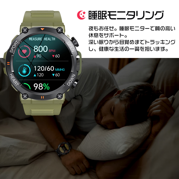 2024最新型 スマートウォッチ 日本製センサー 丸型 通話機能 軍用規格 スマートウォッチ 血圧測定 体温 万歩計 腕時計 健康管理 ヘルス GPS LINE 通話｜overpass｜15