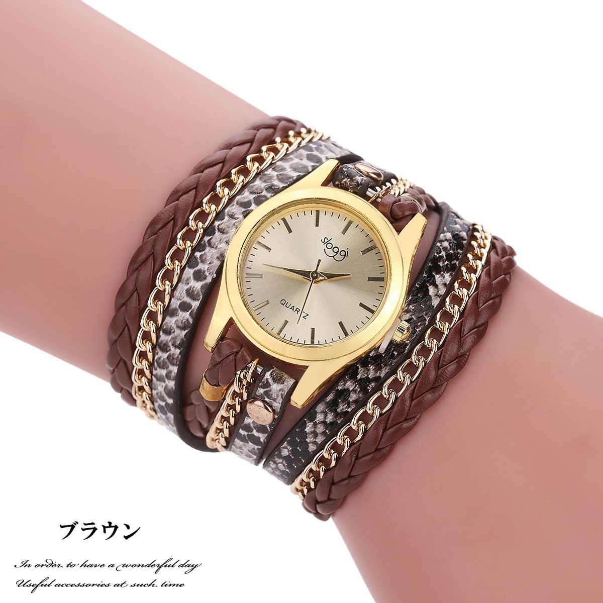 腕時計 レディース おしゃれ 安い ぐるぐる巻いてボリュームウォツチ ラウンドアンドラウンドブレスウォッチ ブレスレット カジュアル時計 PUレザー 2019 |  | 04