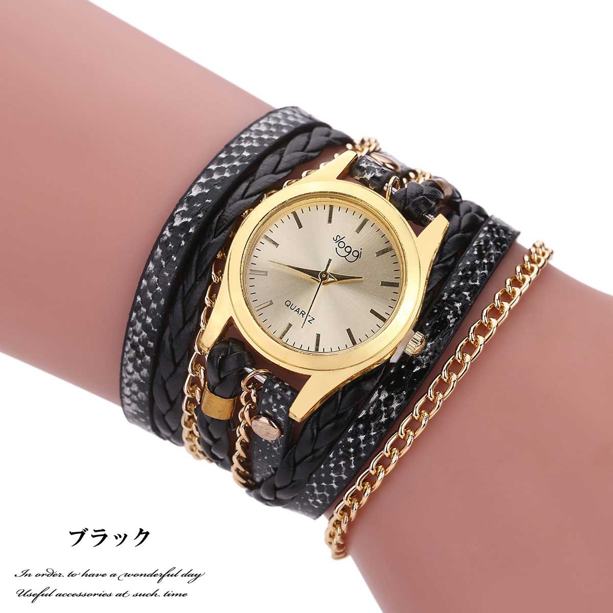 腕時計 レディース おしゃれ 安い ぐるぐる巻いてボリュームウォツチ ラウンドアンドラウンドブレスウォッチ ブレスレット カジュアル時計 PUレザー 2019 |  | 06