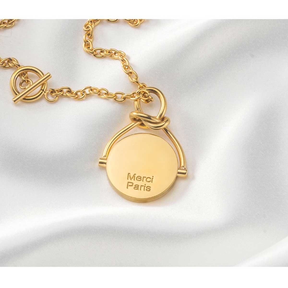 レディースネックレス MerciParisメッセージペンダントネックレス コイン レディース コインネックレス レディースアクセサリー ゴージャス  リッチ