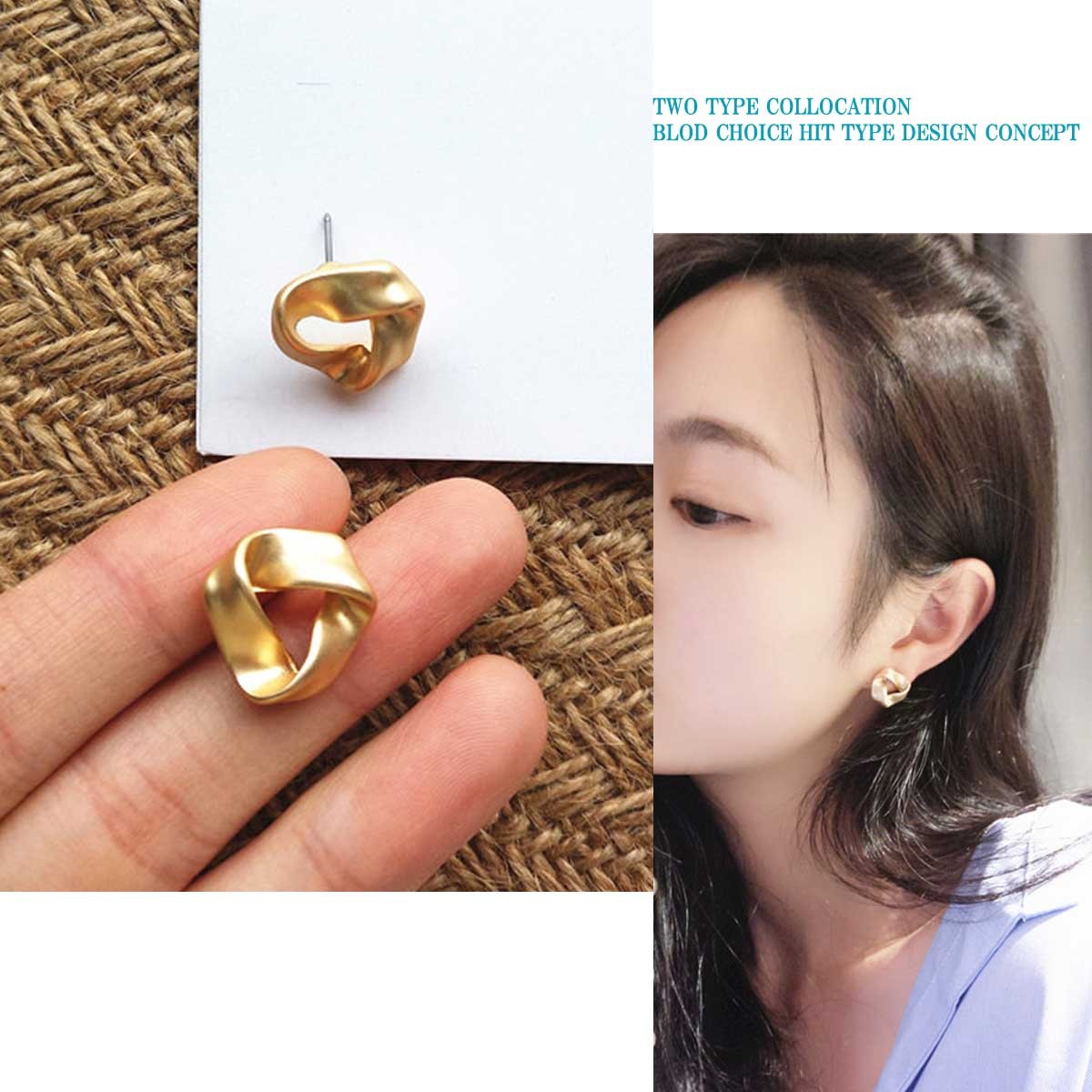 イヤリング ピアス デザイン 中空ツイストトライアングルマット