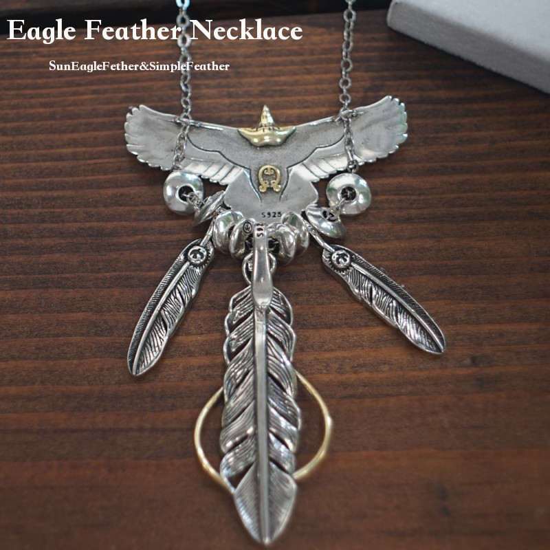 メンズネックレス メンズアクセサリー イーグルネックレス フェザー