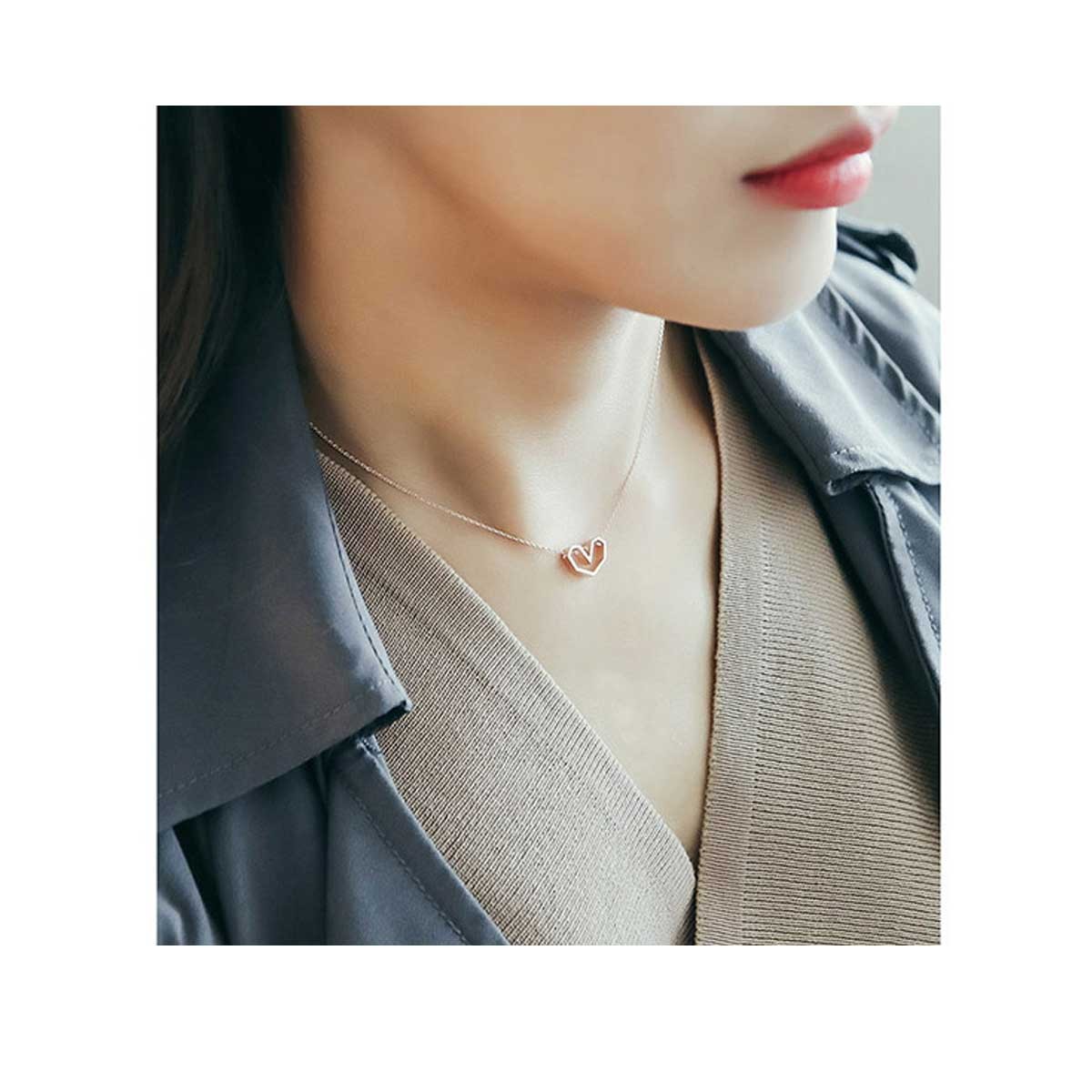 レディースネックレス ホロウハートシルバー925ネックレス