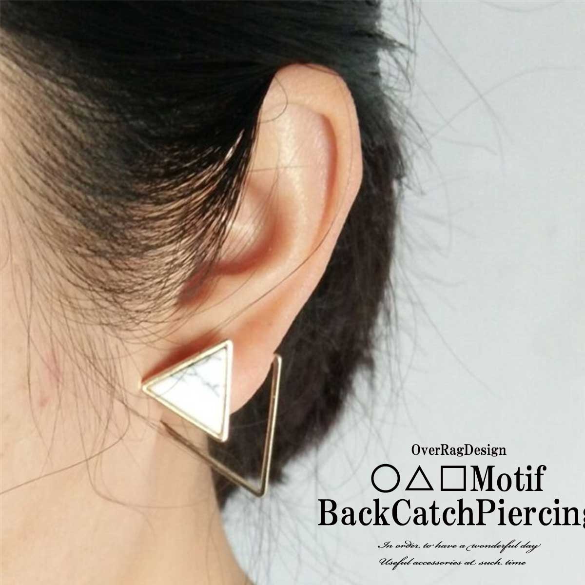 レディースピアス ピアス ○△□モチーフバックキャッチピアス