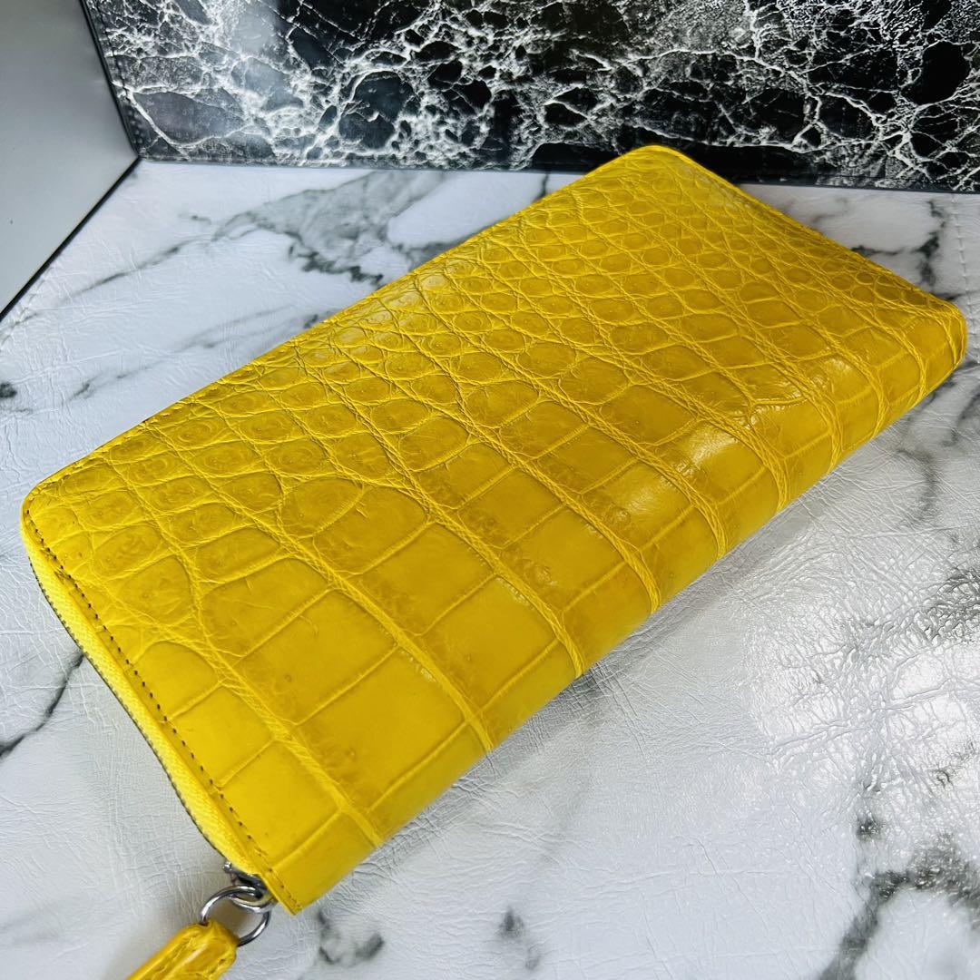 クロコダイル 長財布 新品 本物 本革 高級感 ラウンドファスナー