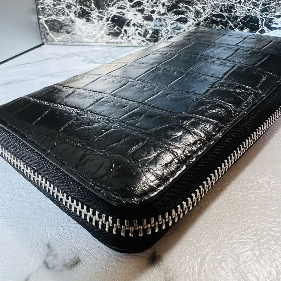 クロコダイル 長財布 新品 本物 本革 高級感 ラウンドファスナー