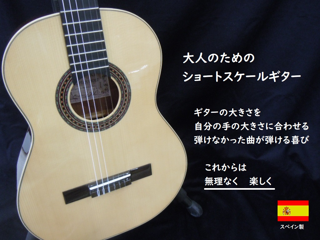 ショートスケールクラシックギター610mmドイツ松単板エボニー指板 ハードケースセット スペイン製