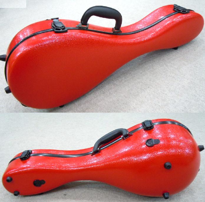 マンドリンハードケース 高品質グラスファイバー ホットレッド色