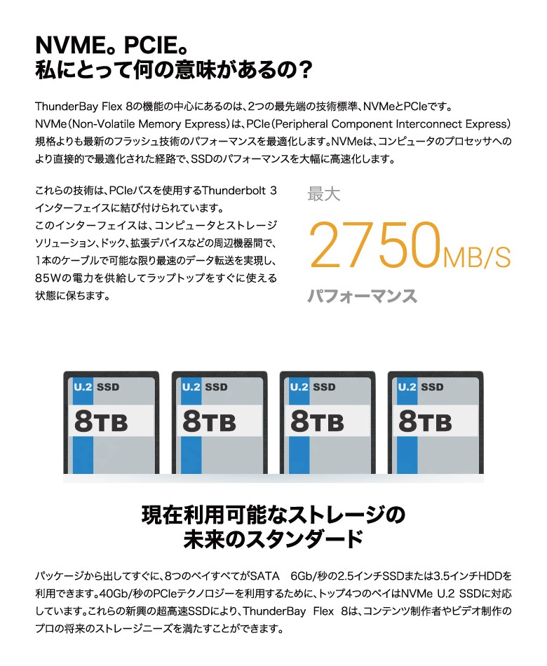 データ Thunderbay 4tb U 2 Ssd 14tb Hdd 7 2tb Owc公式ストア