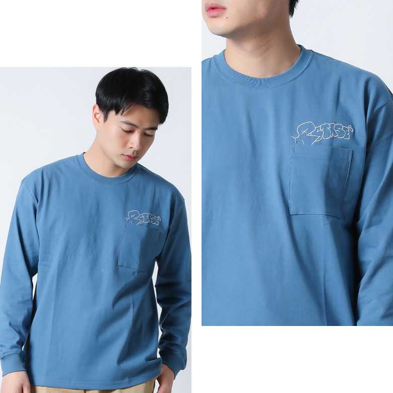ロンT tシャツ 長袖 ロングスリーブTシャツ ロゴ 刺繍 ポケット