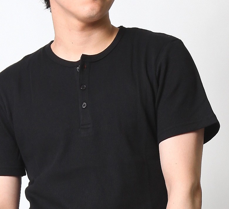 ヘンリーネック Tシャツ メンズ 半袖 サーマルヘンリーネック
