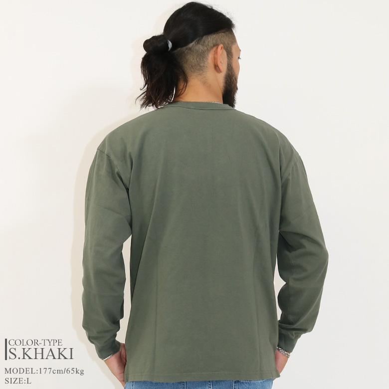 Goodwear ロンT メンズ 長袖 Tシャツ ヘンリーネック 綿100