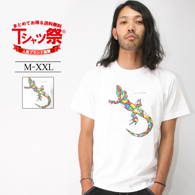 半袖Tシャツ メンズ 幾何学模様プリント スプライシング 2色 gost4618-1.jpg