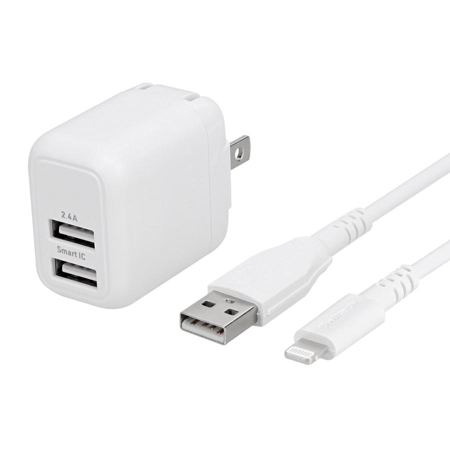 AC充電器 USB Type-A 2ポート 1.2m Type-A to Lightningケーブル付属 Apple認証品(在庫処分)｜owltech｜03