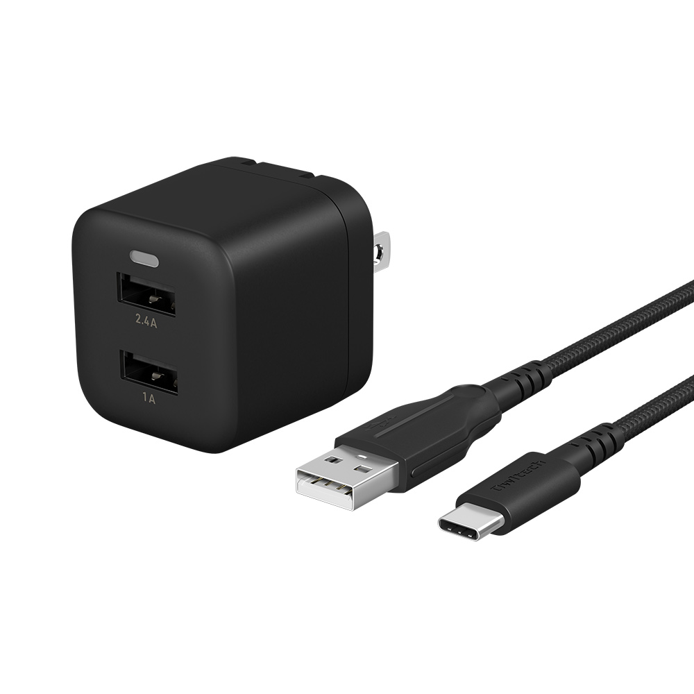 AC充電器 USB Type-A 2ポート スマートフォン タブレット 充電 USB Type-Cケーブル 2m付属(期間限定価格)｜owltech｜02