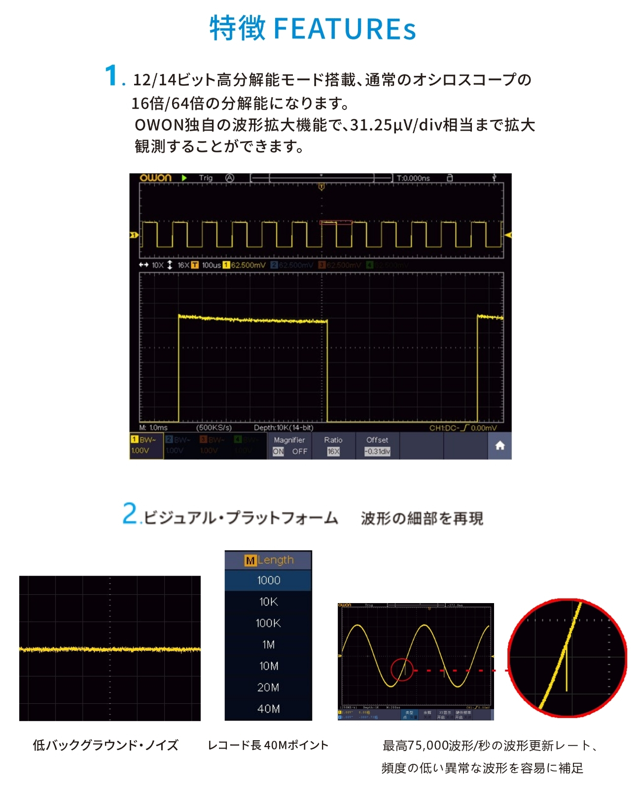 OWON OWON XDS3204E 4ch 200MHz デジタル オシロスコープ 8ビット 1GSa 