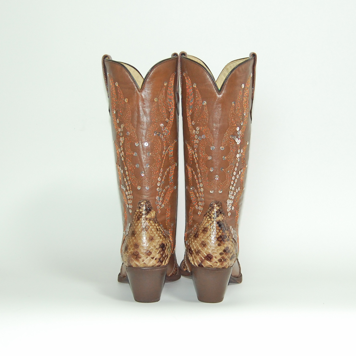 GOLDEN ダメージ加工ウエスタンブー ウエスタンブーツ レディース 24.0 パイソン スパンコール 本革
