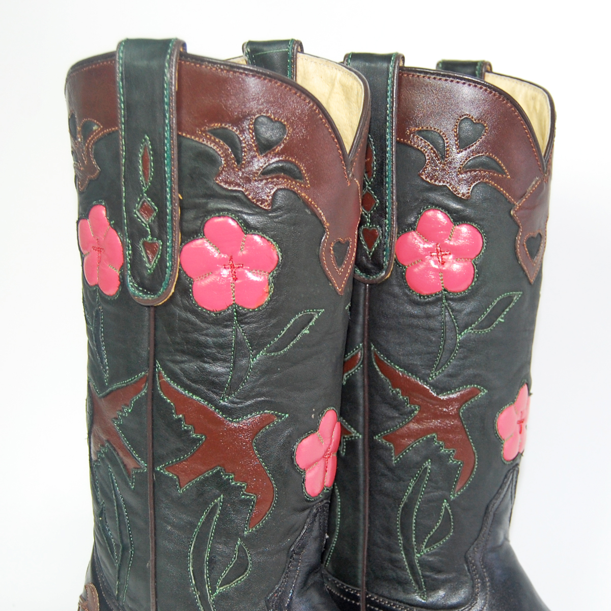 ウエスタンブーツ レディース 23.0 バードインレイ 本革 : オオゼキ靴