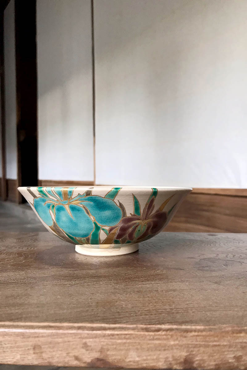抹茶茶碗 茶道具 茶碗 茶器 夏茶碗 かきつばた 犬山焼 尾関作十郎