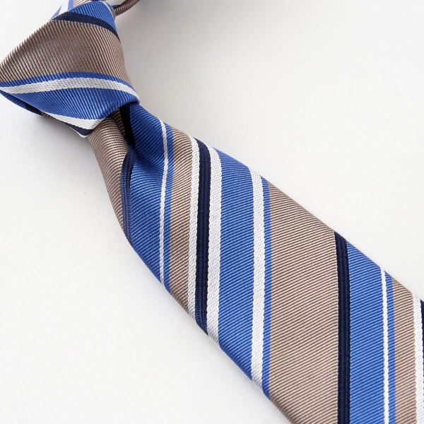 ozie（オジエ） ネクタイ イタリア製生地 レジメンタル ベージュ