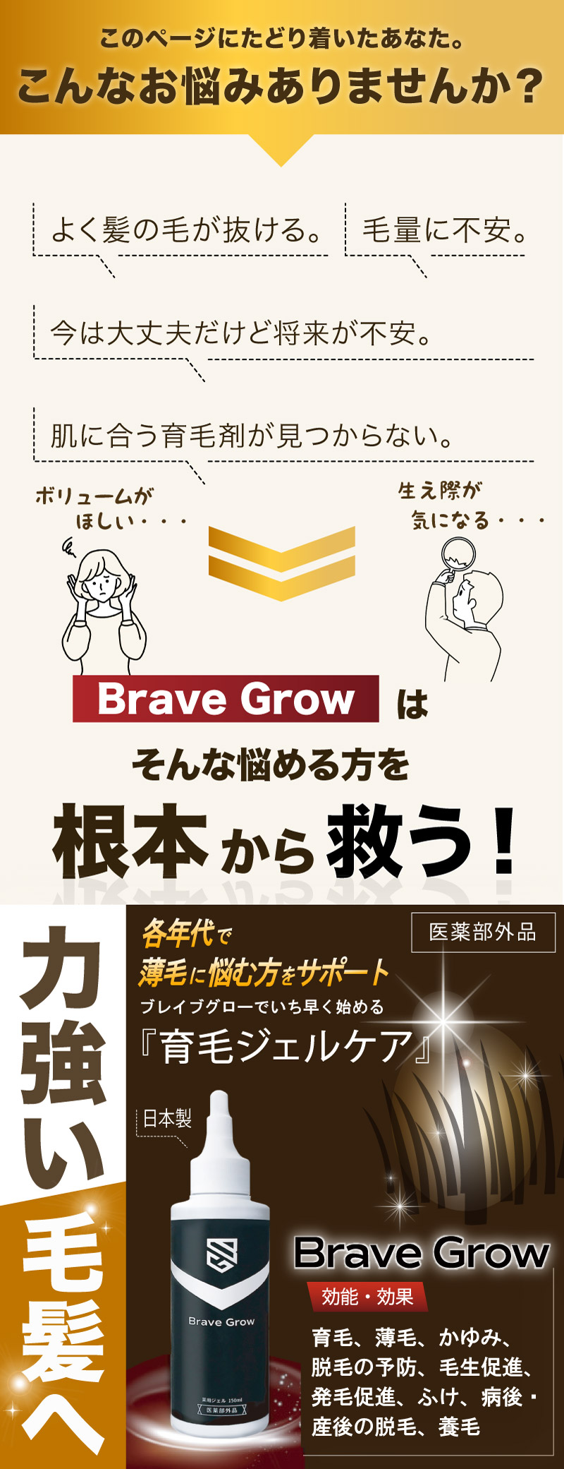 育毛剤 育毛ジェル 育毛剤ブレイブグロー
