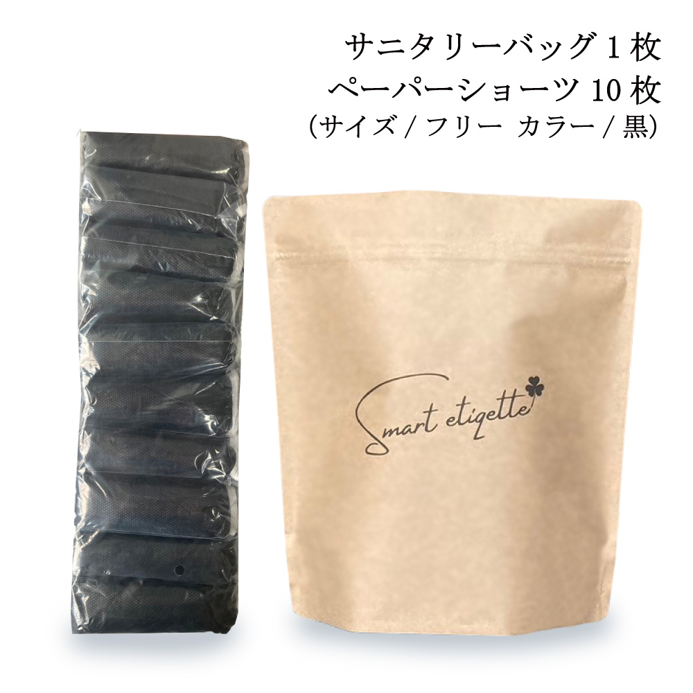 防災 非常用 女性下着 使い捨てペーパーショーツ サニタリーバッグ（スマートエチケット セット）smart etiqette 袋1枚+ショーツ10枚 クラフトバッグ 防水防臭 |  | 02