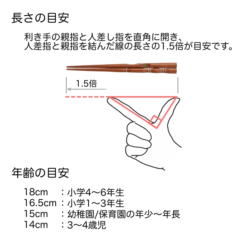 矯正箸/子供用/イシダ/長さの目安