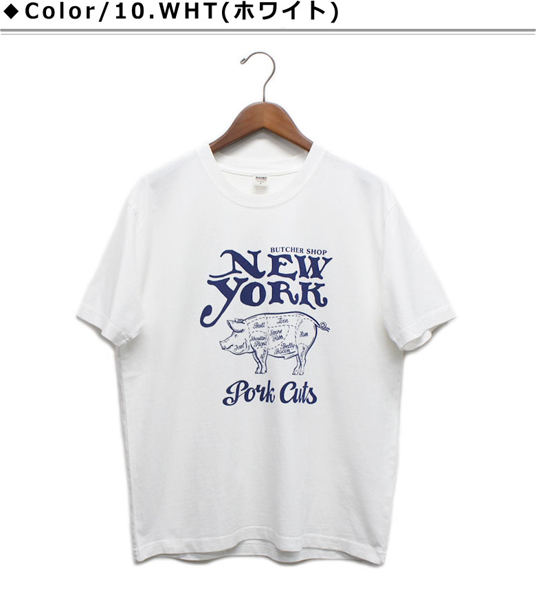 バーンズ/BARNS &quot;ニューヨーク ポークカッツ&quot;プリント入りTシャツ Print Tee-Shi...