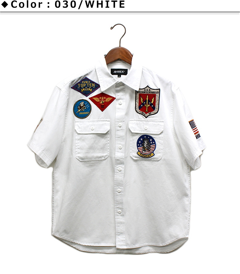 セール！アビレックス/AVIREX トップガンワッペン付き半袖シャツ / TOPGUN SHORT SLEEVE SHIRT 2023年夏モデル｜p-mrt｜02