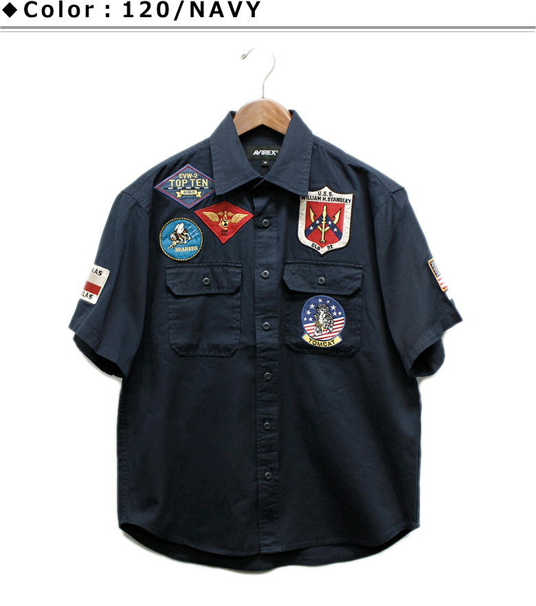 セール！アビレックス/AVIREX トップガンワッペン付き半袖シャツ / TOPGUN SHORT SLEEVE SHIRT 2023年夏モデル｜p-mrt｜03