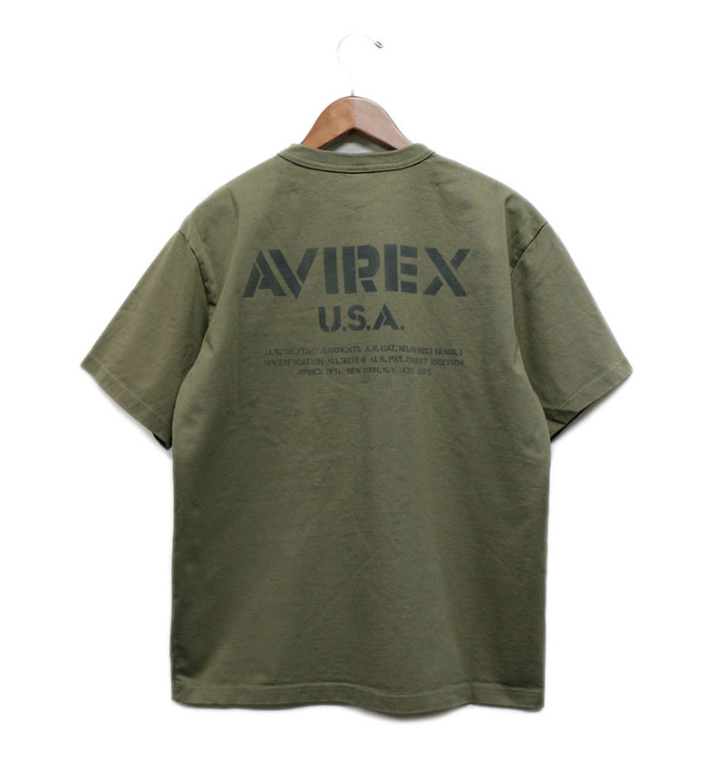 アビレックス /AVIREX ミリタリーオフィシャルロゴステンシルプリントポケット付きTシャツ 20...