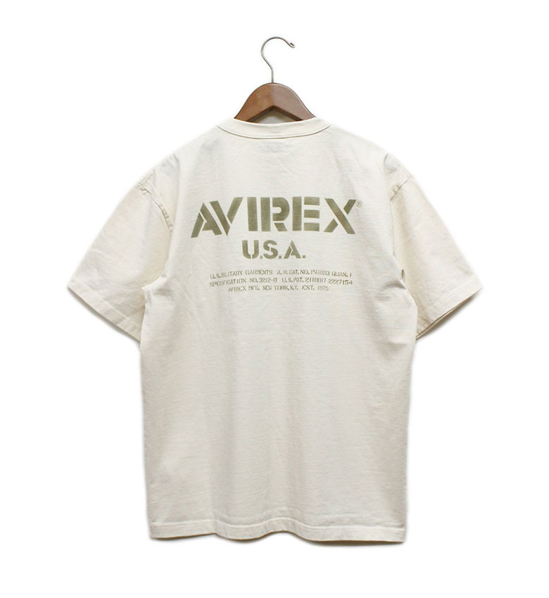 アビレックス /AVIREX ミリタリーオフィシャルロゴステンシルプリントポケット付きTシャツ 20...
