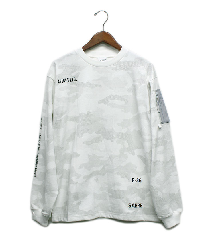 AVIREX AERIAL RECON 長袖　ロンT ホワイト AVIREX アヴィレックス アビレックス 長袖 Tシャツ プリントT