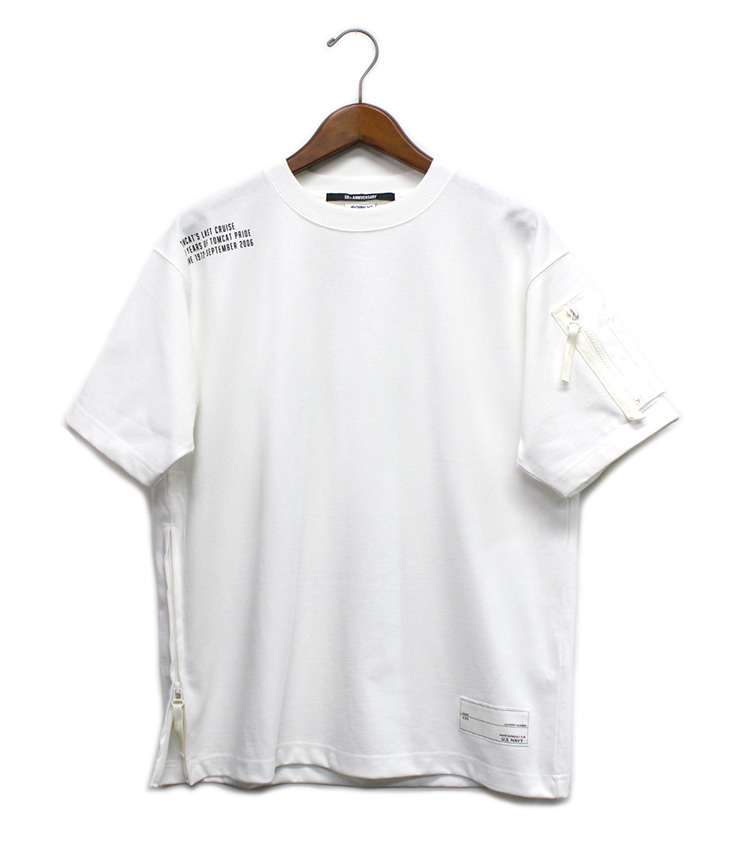 国内配送★AVIREX★ ミリタリーポケット 半袖Tシャツ AVIREX アビレックス / ミリタリーポケット、サイドジップ付き
