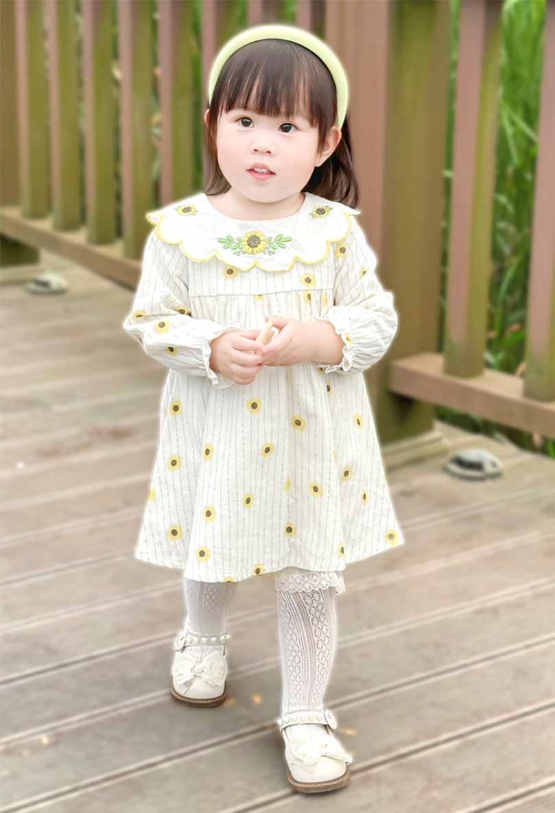 春秋長袖帽子付きワンピース花柄入園式子供服 女の子入学式子供きれい 