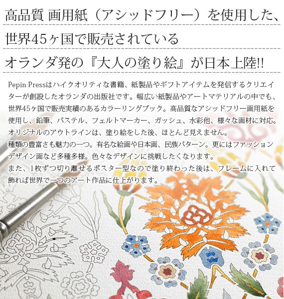 塗り絵 大人 塗絵 ペピン プレス カラーリングブック M 16pcs