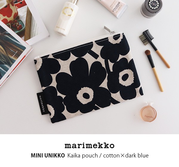 楽天市場】マチなしポーチ／Kaika ミニ ウニッコ コットン×ダークブルー（マリメッコ／marimekko） : free  design（フリーデザイン）