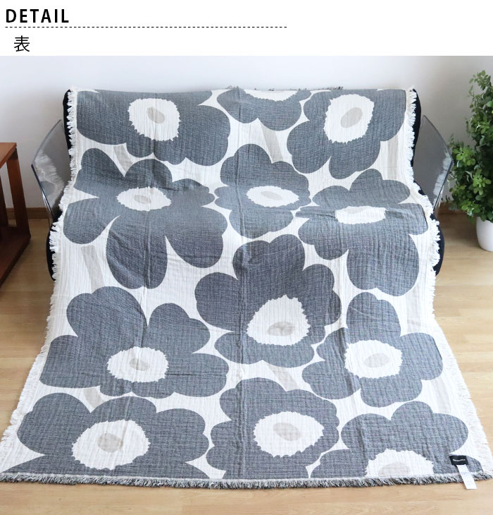 お歳暮 2025 marimekko Jacquard ウニッコ Unikko マリメッコ ブランケット ソファカバー