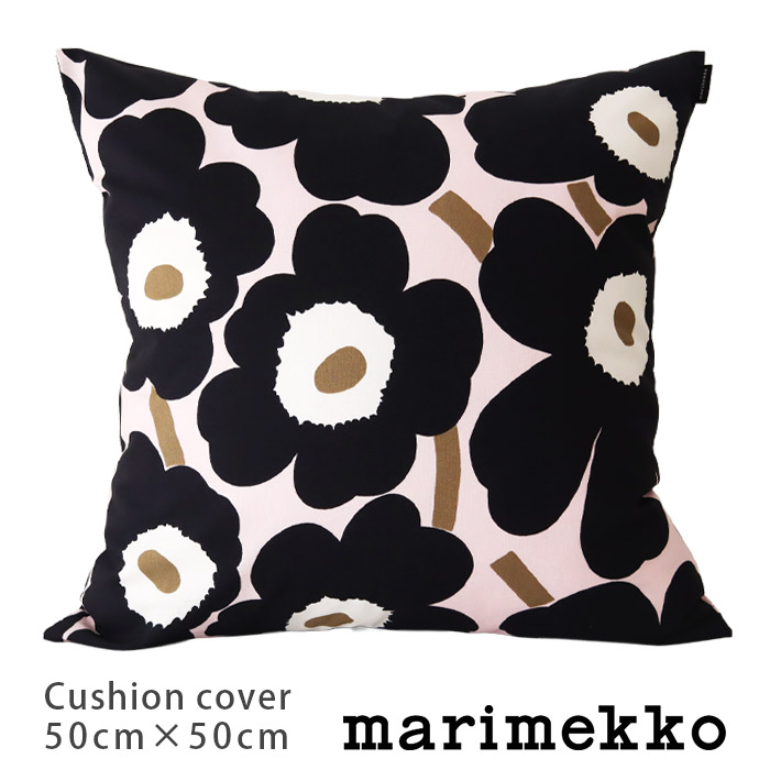 PIENI UNIKKO/50×50/クッションカバー ブラックXオリーブ Pieni Unikko クッションカバー 50×50cm | Maija Isola | Marimekko