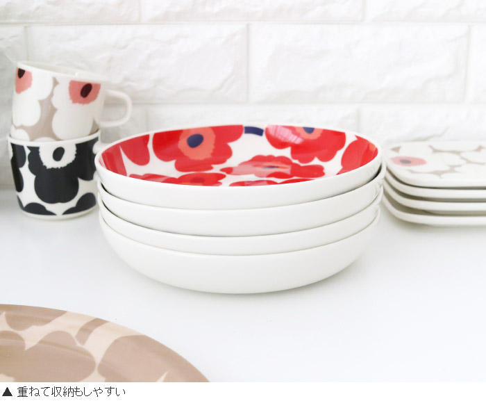marimekko Unikko プレート 2皿&カップ2個 marimekko（マリメッコ） プレート 皿 ウニッコ型 Unikko Shape