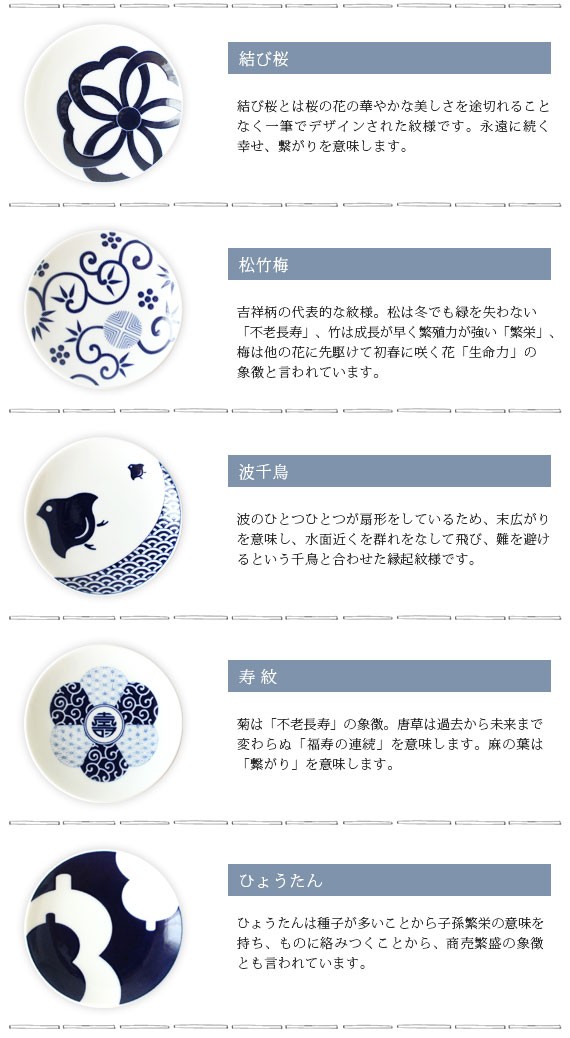 KIHARA（キハラ） KOMON コモン 豆皿 吉祥柄 5枚揃 専用箱入り : 北欧