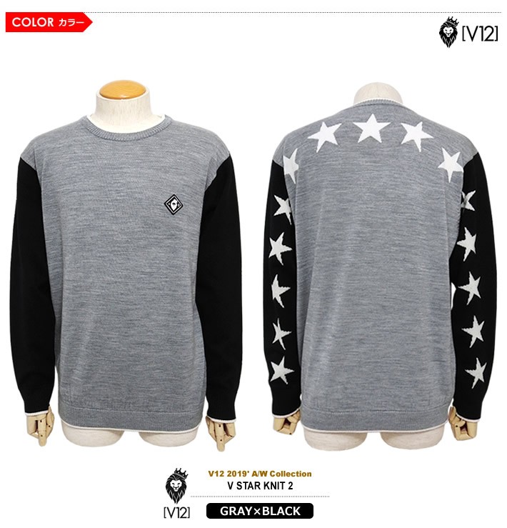 V12 ゴルフ メンズ ニット 丸首 ウール 保温 V121920-KN01 VSTARKNIT2