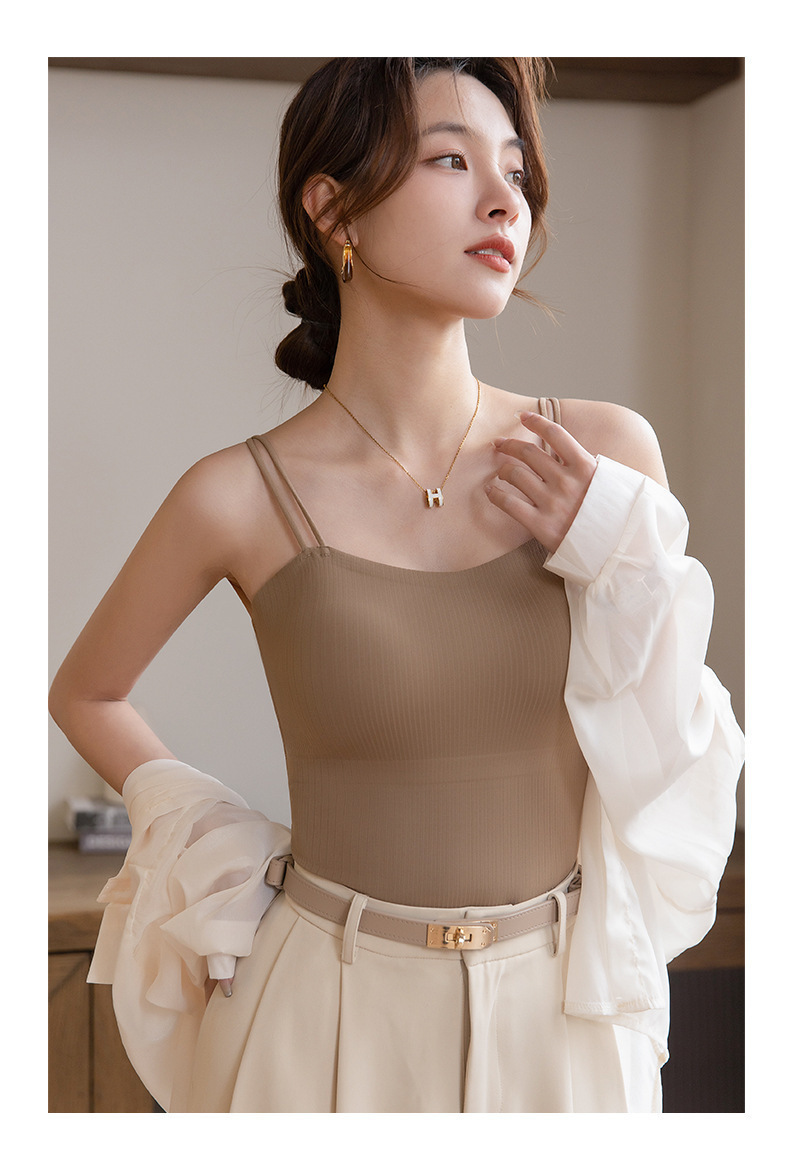 ＼2 点購入で 200 円オフ！／ブラトップ キャミソール タンクトップ カップ付き パット付き ブラキャミ インナー アンダー 通気性 蒸れない 着痩せ 柔らか素材 |  | 04