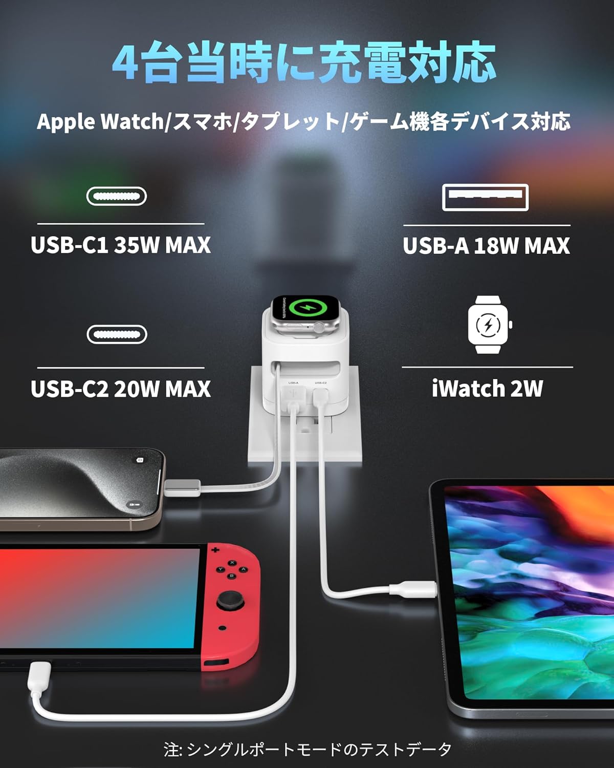 TOPADRE自動巻き取り式 アップルウォッチ 充電器 35w Apple watch 対応