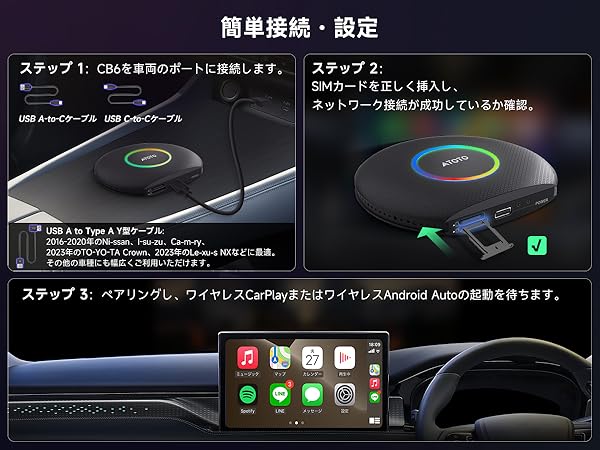 CB6 AI Box CarPlay 2025年のアップグレード版 ワイヤレス Android13
