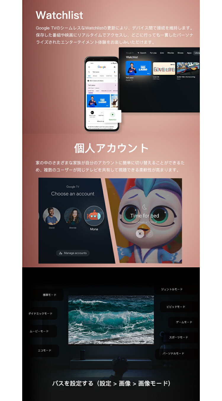 FPD チューナーレステレビ 32V型 720P Google TV ネット動画対応