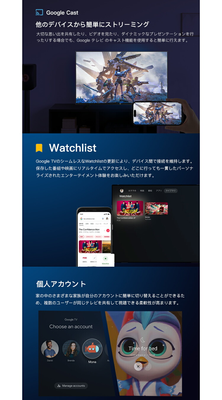FPD チューナーレス テレビ 4K 65インチ Google TV 65V型 液晶