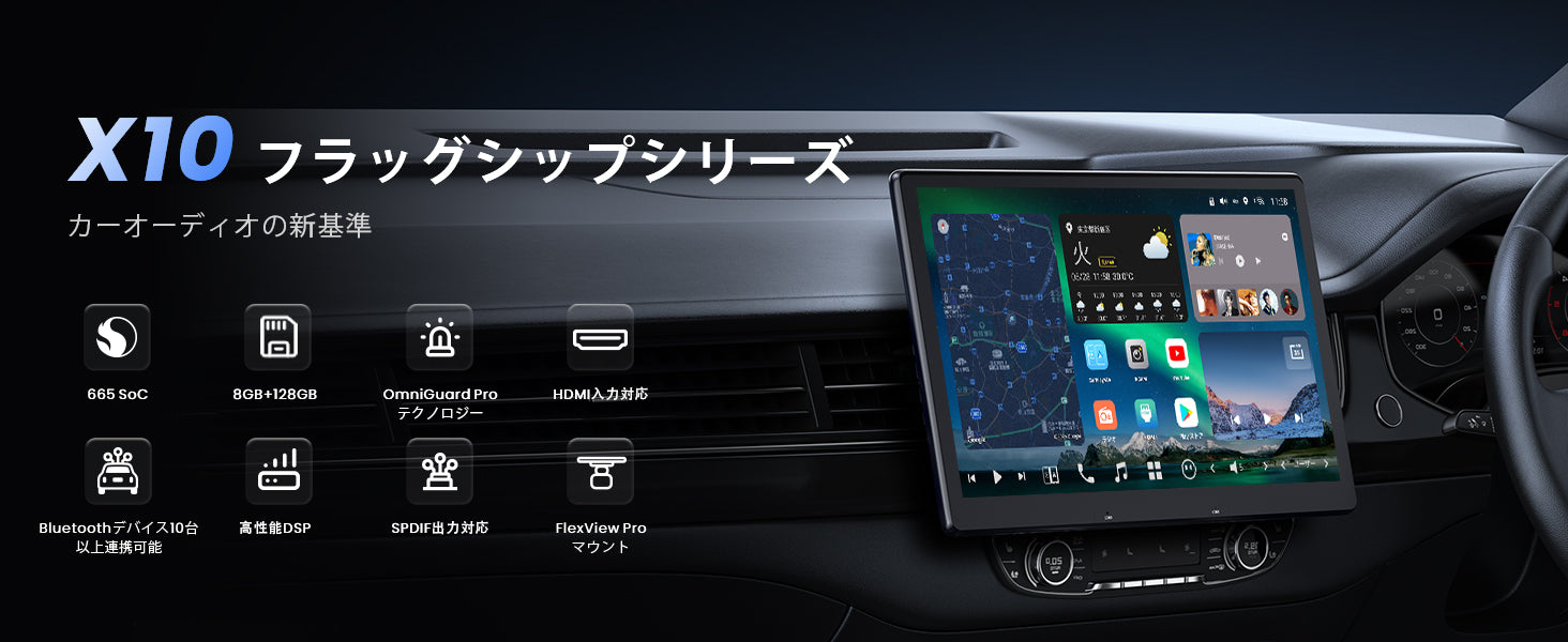 12.95インチ大画面] ATOTO 1DIN/2DIN フローティングディスプレイ