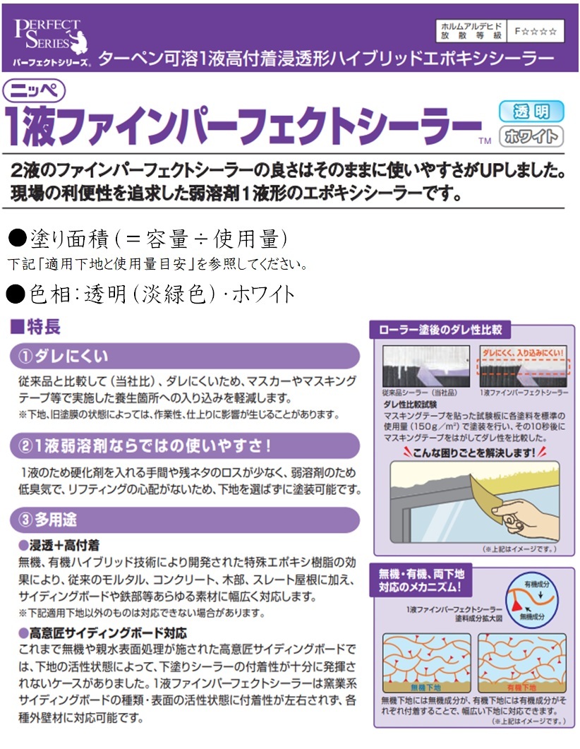 ニッペ １液ファインパーフェクトシーラー 各色 14Kg【１液 浸透 下塗り エポキシ】 : 25016 : ペイントアシスト ラッキー - 通販 -  Yahoo!ショッピング